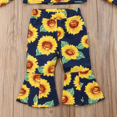 

2pcs Newborn Toddler Infant Baby Girl Sunflower Clothes T-shirt TopsPants Sets