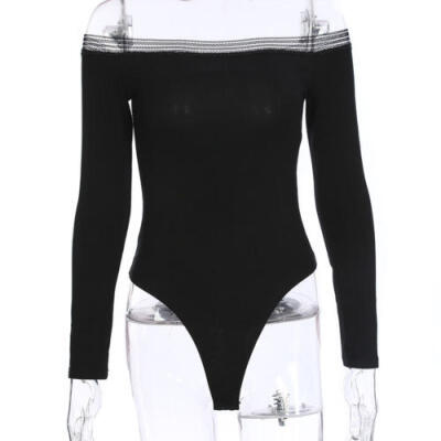 

AU Women Long Sleeve Bodysuit Stretch Ladies Leotard Body Tops T-shirt Jumpsuit