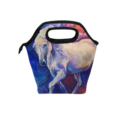 

Insulated Lunch Tote Bag Sketch Horse Travel Picnic Lunch Handbags Portable Zipper Lunch Bag Box