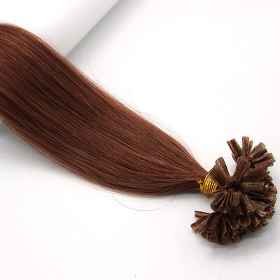 

Pre Bonded Nail U Tip Keratin Fusion Real Hair Womens Human Hair Extension Straight 33 Dark Auburn 100s 16-22inches