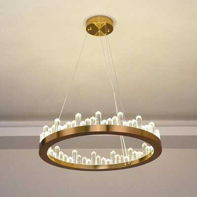

Baycheer HL487595 Ultra Modern LED Crystal Ring Pendant 2362" Diameter 1 Light 50W Warm Light