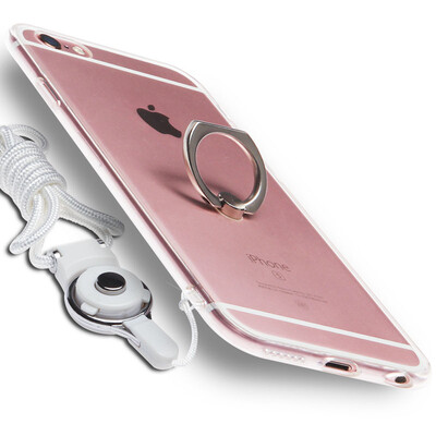 

KOOLIFE iPhone 6 6s plus case shell case Apple 6s plus finger buckle bracket soft case creative bracket drop transparent shell lanyard hole