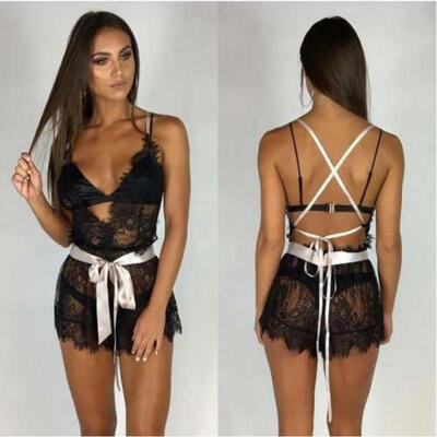 

Sexy Lingerie Set Dress Women Nightwear Sleepwear G-string Stockings Babydoll