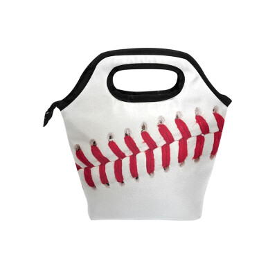 

Baseball Lunch Bag Tote Travel Picnic Insulated Handbags Portable Zipper Lunch Bag Box