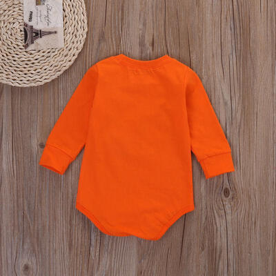

Cute Newborn Baby Girls Boys Smile Romper Orange Bodysuit Cotton Outfits Clothes