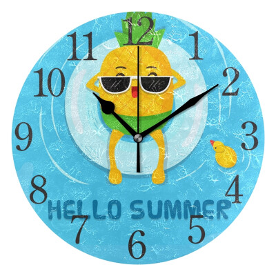 

Wall Clock Summer Pineapple Round Wall Clock Arabic Numerals Design