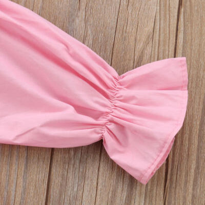 

UK Stock Baby Girls Kids Off Shoulder Summer Tops Clothes Infant T Shirt Blouse