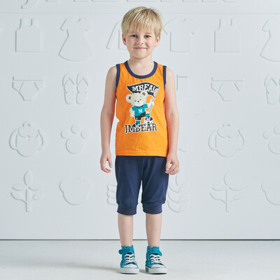 

Jamie Bear JMBEAR Set Boys Bear Pattern Vest Set Male Sleeveless Two-piece Set 872526201 Orange 90