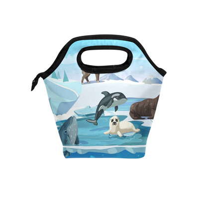 

Lunch Bag Tote Bag Whale Penguin Deer Travel Picnic Organizer Lunch Holder Handbags Lunch Bag Box
