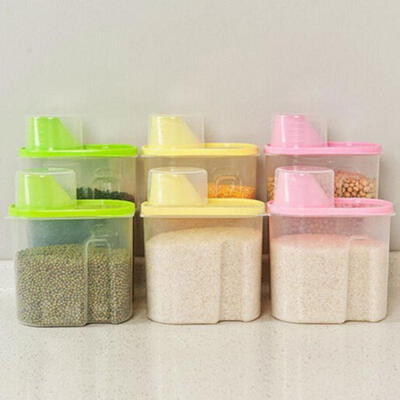 

Plastic Kitchen Food Cereal Grain Bean Rice Storage Container Box Storage Case
