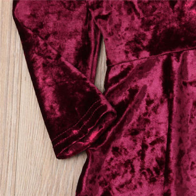 

Infant Toddler Baby Girl Velvet Long Sleeve A-line Dress Warm Christmas Outfits