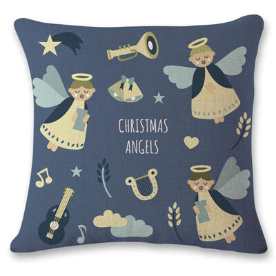 

UpperX Vintage Printing Christmas Sofa Bed Home Cafe Decor Pillow Case Square Cushion Cover Invisible Zipper Closure45x45cmJ