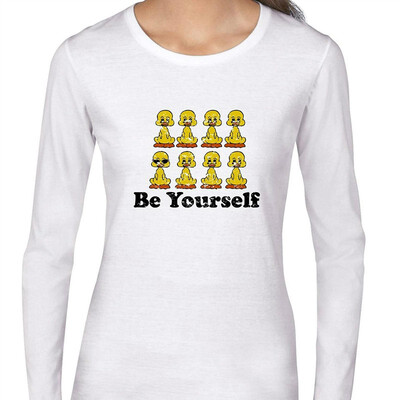 

Be Yourself - Cut Duck Graphic Wearing Sunglasses Womens Long Sleeve T-Shirt