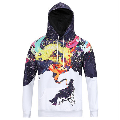 

2018 Europe&America autumn&winter new hooded head 3D stereo printing sweater tide brand mens clothing