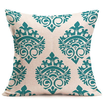 

UpperX flax Square Decorative Throw Pillow Case Cushion Cover 17 inch X 17 inchGeometric leaves