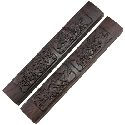 

Fen Shang wf-zc-142 Wenfangsibao town ruler Meilan bamboo chrysanthemum large black stick wood relief scale