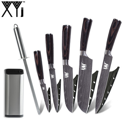 

XYj Kitchen Tools Japanese Stainless Steel Kitchen Knife Slicing Santoku Utility Fruit Knife Knife Holder Sharpener Bar