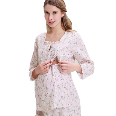 

Pregnant time gauze month clothing pregnant women pajamas nursing milk feeding maternity dress Y861506 color