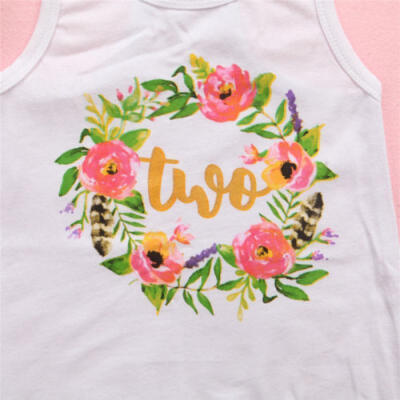 

Toddler Kids Baby Girl Clothes Floral T-shirt Tops Dress Outfits romper Bodysuit