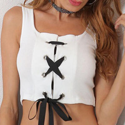 

New Women Summer Vest Top Sleeveless Shirt Casual Crop Tops Bandages Backless