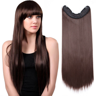 

26" Inch Long Straight Hair U Part One Piece Clip In Hair Extension Synthetic Heat Resistant Hairpiece