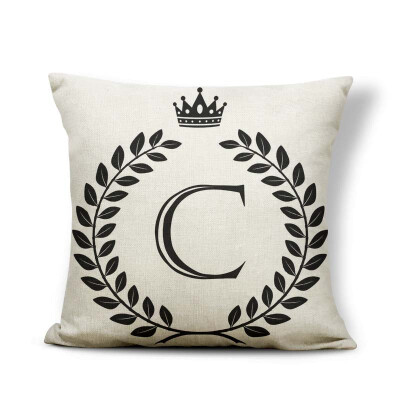 

Alphabet Letter A-Z Cushion Covers Family Initial King Queen Crown Pillow Case School Home Gifts Toss Pillow Large Cotton Linen