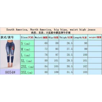 

Women Denim Skinny Pants High Waist Hole Stretch Trousers Slim Pencil Jeans