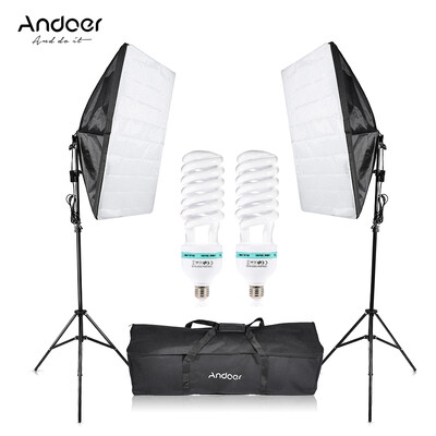 

Andoer Photography Studio Cube Umbrella Softbox Light Lighting Tent Kit Photo Video Equipment 2 135W Bulb 2 Tripod Stand 2 S