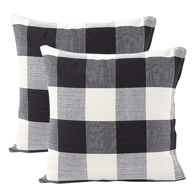 

UpperX Black White Retro Checkers Plaids Cotton Linen Square Throw Pillow Cover Decorative Cushion Cover Pillowcase2pcs