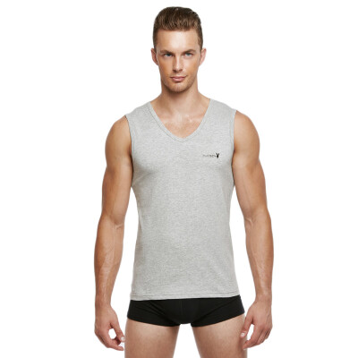 

PLAYBOY Playboy 7540 Men&39s Vest V-neck Male Vest Low-collar Elastic Cotton Lycra Sports Vest Gray L