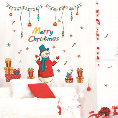 

Christmas Wreath Snowman Decal Wall Sticker Vinyl Art Xmas Window Decals Decor