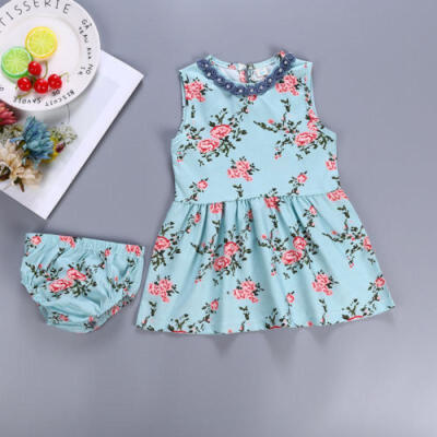 

UK Girls Floral Summer Dress Princess Bridesmaid Wedding Dresses for Baby Kids