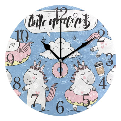 

Wall Clock Cute Unicorns Collection Round Wall Clock Arabic Numerals Design