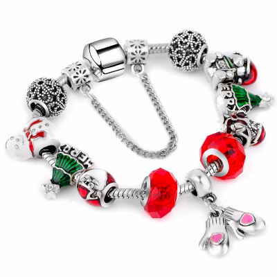 

Pandora Style 2018 Snowflake Charm Bracelet For Women DIY Crystal Beads fit Bracelets & Bangles Jewelry Christmas Gift