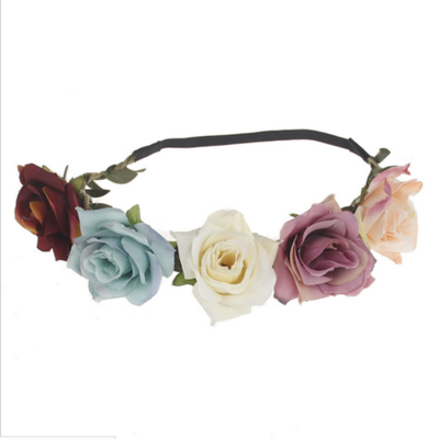 

2017 Women Rose Flower Wreath Crown Headband Beach Floral Garlands Hair band