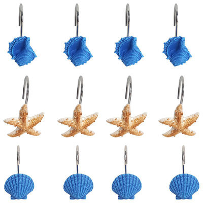 

UpperX Shower Curtain Hooks 12PCS Anti Rust Decorative Resin Hooks for Bathroom Baby room Bedroom Living room Decor