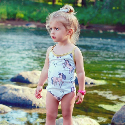 

Infant Baby Girl Unicorn Romper Backless Bodyusit Jumpsuit Sunsuit Summer Set UK