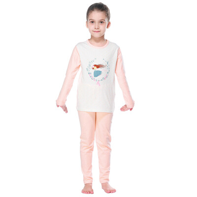 

Red beans (Hodo) girls underwear set in the big children cartoon printing home service pajamas suit HD6380 light orange 170