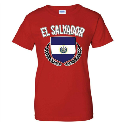 

El Salvador Flag Crest Olive Wreath Laurel Womens T-Shirt