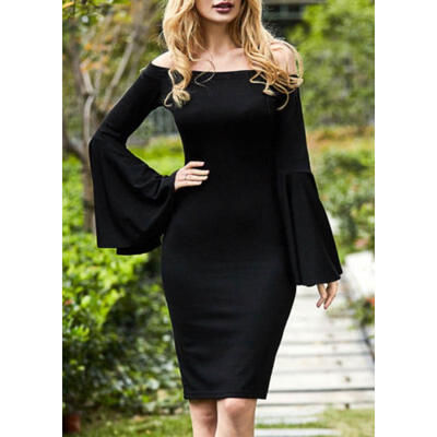 

Sexy Women Plus Size Off Shoulder Long Sleeve Party Evening Cocktail Mini Dress