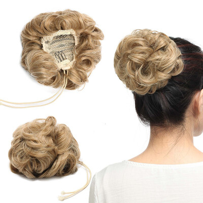 

Real Natural Curly Messy Bun Hair Piece Scrunchie Updo Hair Extensions