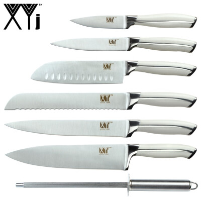 

XYj Kitchen Stainless Steel Knife Set Sharpening Bar High Carbon Blade Chef Slicing Bread Santoku Utility Paring Knives