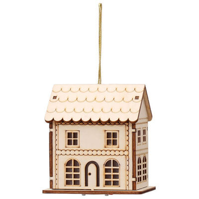 

UpperX Wooden house Christmas decorations light small hotel bar Christmas tree window decoration Small building 4