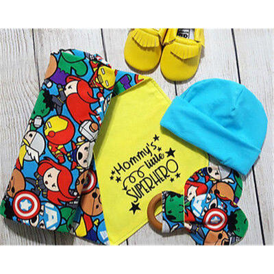 

Newborn Baby Boys Superhero T-shirt Pants Leggings Hat 3pcs Outfits Clothes Set