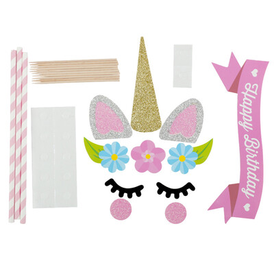 

DIY Unicorn Cake Flag Birthday Decoration Set