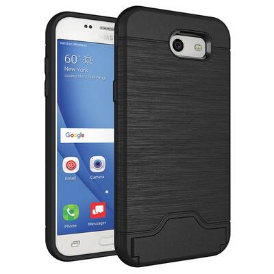 

Fivice Samsung J3 primeJ3 2017 Case TPU all-inclusive anti-drop brushed card with bracket mobile phone case