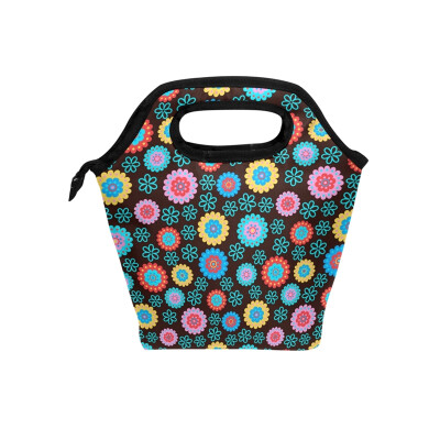 

Insulated Lunch Tote Bag Kinds Floral Travel Picnic Lunch Handbags Portable Zipper Lunch Bag Box