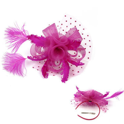 

Womens Fascinator Cocktail Hat Headband Church Wedding Large Tulle Flower Hat