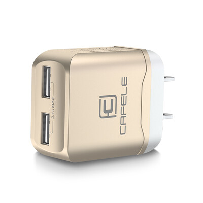 

Cafele EU Plug Dual USB Charger DC 5V 24A 12W Universal Portable Travel Wall Adapter Mobile Phone Charger for iPhone Laptop