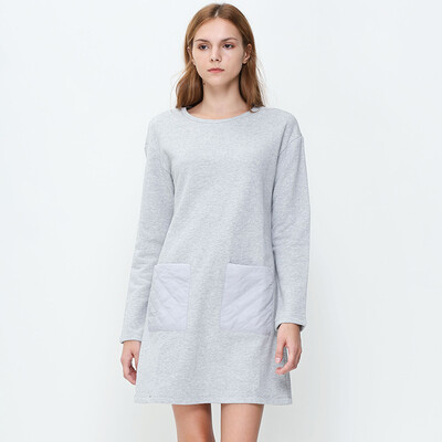 

UR youth trend ladies double pockets H type Slim dress YV39R7BN001 light gray